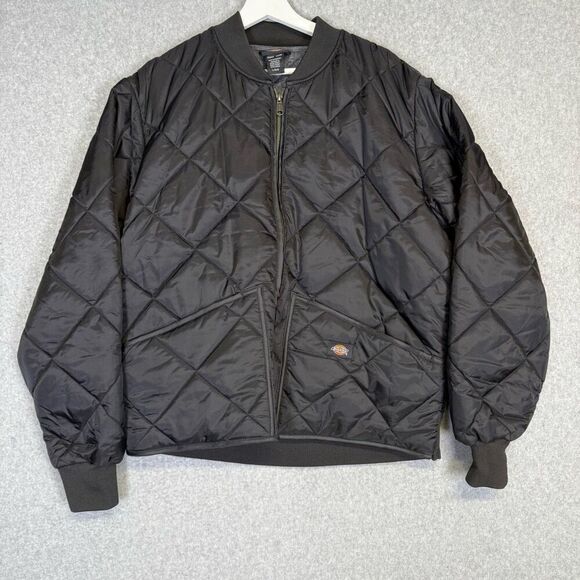 Dickies Men's Large Black Quilted Full Zip Fleece Lined Jacket Coat Chore Work - Picture 1 of 7